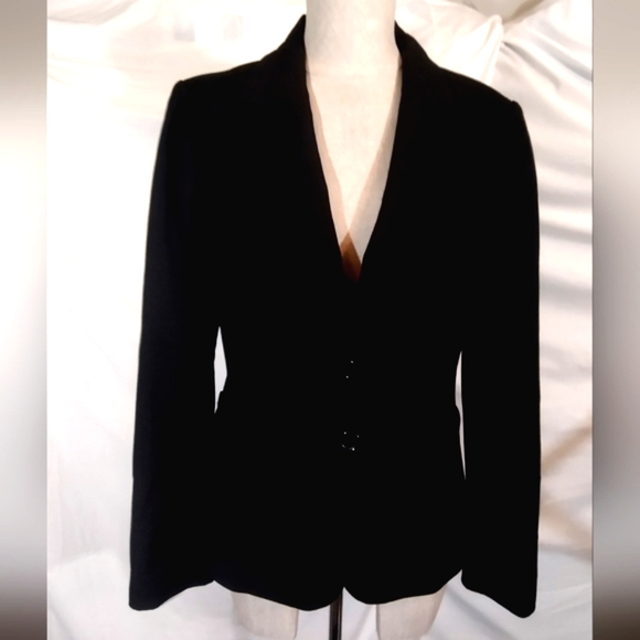 The Limited Jackets & Blazers - The Limited Blazer buttonUp Jacket, Women, Black, Spread Collar, Long Sleeve, 8